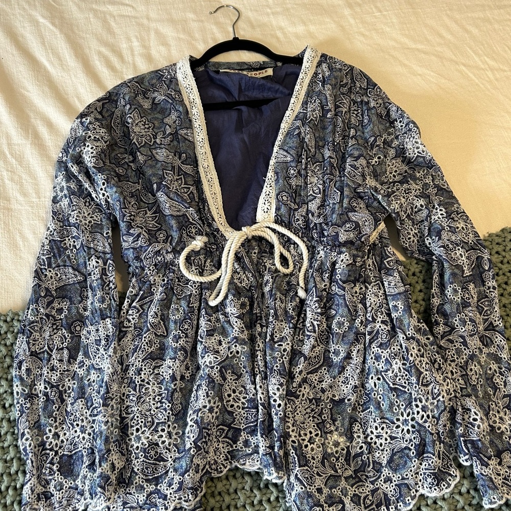 Free People Tie Front Top